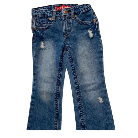 FREE STYLE EUC GIRLS DESIGNER JEANS DENIM PANTS BOTTOMS SUMMER CASUAL SIZE 4T 4 - Picture 1 of 7